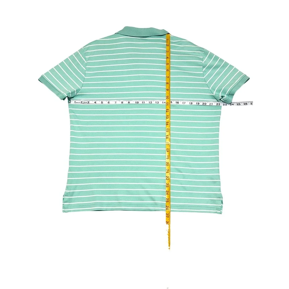 Polo Ralph Lauren Mens L Soft Slim Fit Stripe Polo Shirt Seafoam Green Excellent
